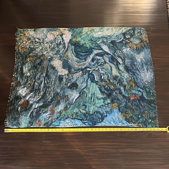 VTG Scarf Museum of Fine Arts Boston, Van Gogh Art Print, blue tones - Picture 12 of 14